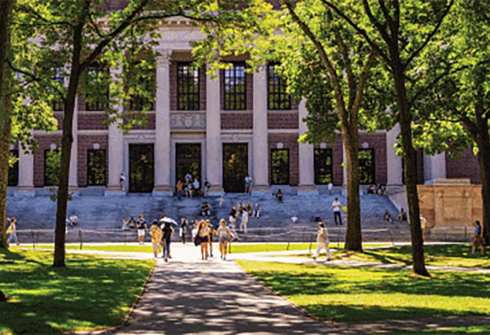 Students walking around on campus
